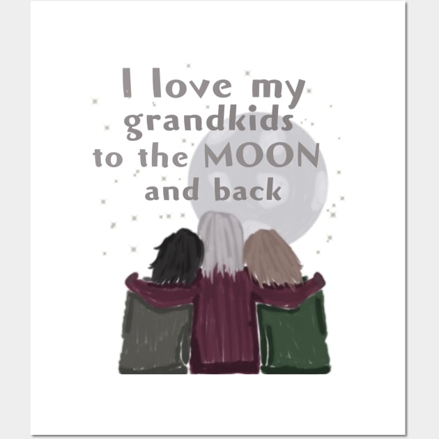 I love my grandkids to the moon and back Wall Art by Antiope